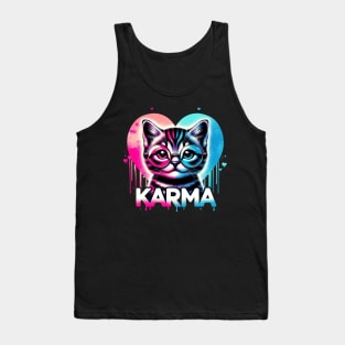 Cat Heart Shape Funny Gifts For Girls Kids Women Men Karma Tank Top